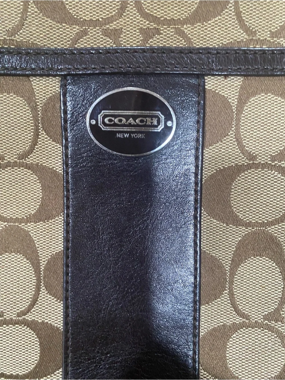 Coach Signature Messenger Bag in Khaki and Brown